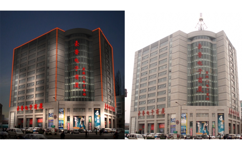 豪魯電子商廈發(fā)光標(biāo)識，壓克力發(fā)光大字